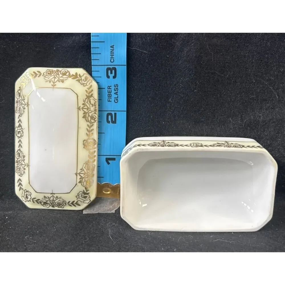 Victorian Porcelain Trinket Box With Lid